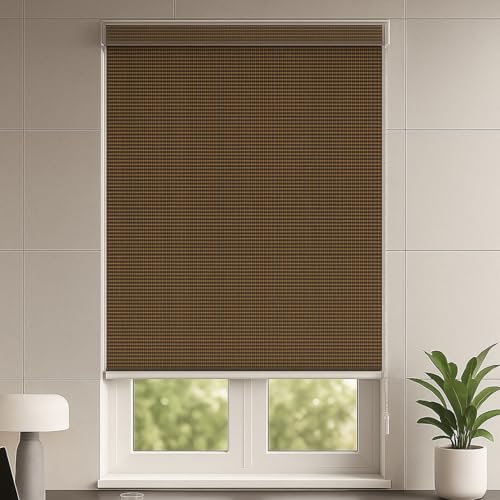 Amazon Basics Outdoor HDPE Corded Roller Blind Air Flow Design, and Light Filtering for Balcony Shade - (4 Ft W x 9 Ft H cm, Tan)