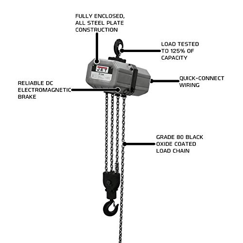 Jet 3Ss-1C-10 3-Ton Electric Chain Hoist, 1-Phase, 10' Lift (311000) #TOP1