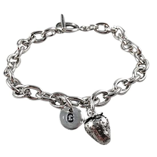 Strawberry charm bracelet, personalized bracelet, toggle