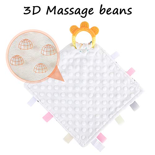 Baby Soothing Plush Blanket With Colorful Tags-Square Appease Blankets For Boys And Girls-Soft And Comfortable-Cute Baby Tags Security Blankets With Teether (Horse) #TOP2