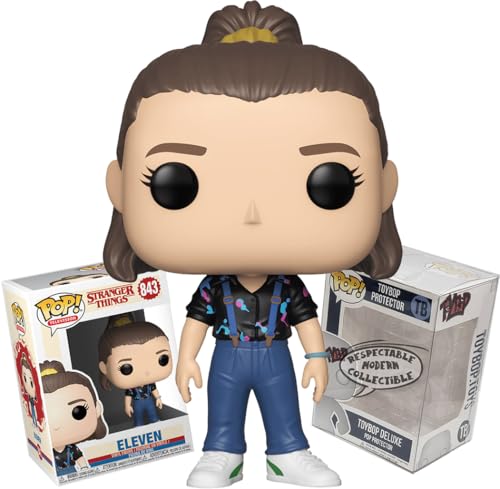Funko Stranger Things Eleven - Figura de vinilo con tirantes y protector ToyBop Pop! (incluye estuche de coleccionista Pro-Deluxe, caja de regalo)