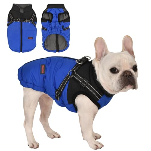 Wunive Hundemantel Hundejacke Winter Wasserdichter Hundemantel Kleiner Hundemantel Welpen Harness Hundemantel Warme Hundejacke Hundemantel mit Geschirr Built in 2 in 1 für kleine mittlere große Hunde