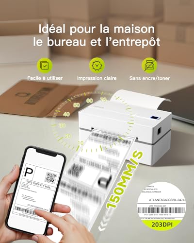 Imprimante d'étiquettes thermiques Bluetooth Inateck sans fil 4x6 compatible iPhone et Android - 6