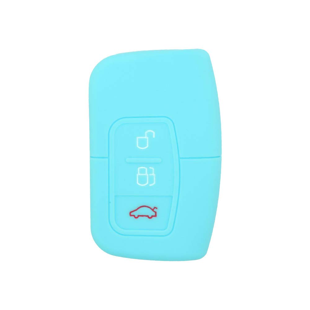 BROVACS Silicone Cover Protector Case Holder Skin Jacket Compatible with FORD 3 Button Smart Remote Key Fob CV9709 Light Blue - Image 2