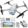 Drone with 1080P Camera – Foldable Remote Control Quadcopter with Gesture Control, 3D Flip, One Key Start, Emergency Stop, 2 Batteries, Easier to use, Toy for Adults Beginners, Grey