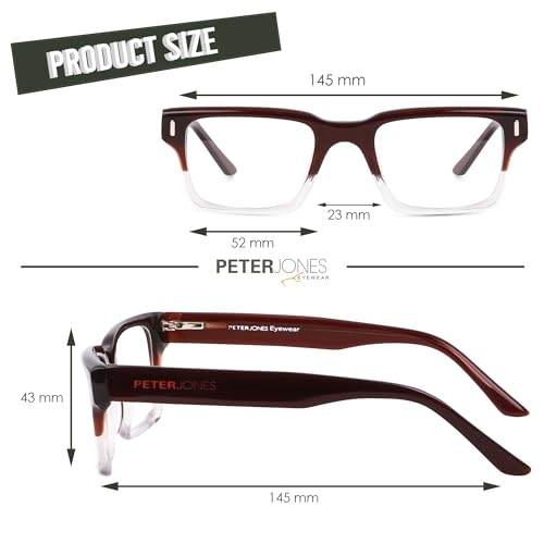 Image of Peter Jones Acetate Unisex Large Broad Style Premium Spectacle Frame with Spring Hinges (U001)