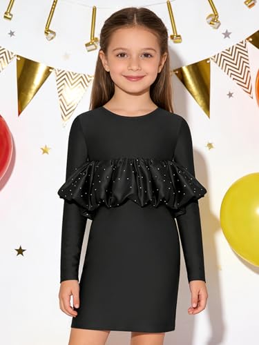 Robe de danse filles extensible coupe bodycon et manches longues