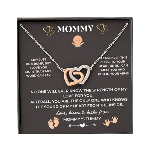 LOTUS-A Pregnancy Gifts for First Time Moms - Sterling Silver S925 Interlock Heart Pendant Necklace with Message Card Mother To Be Soon Present for Expecting Pregnant Women