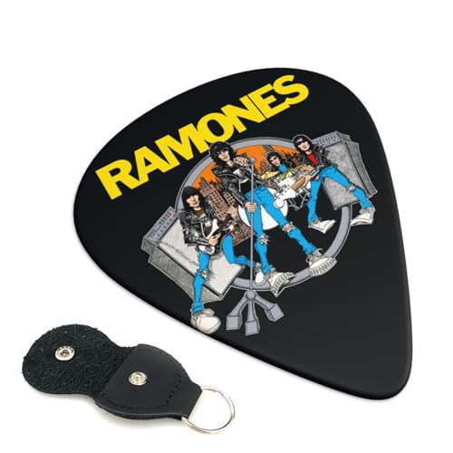 ギターピック ラモーンズ エレキギター ウクレレ ベース用ピック 6枚セット 3種厚み Abs素材 革収納バッグ付き 耐久性 携帯便利 ギター専用 贈り物 厚さ0.46mm