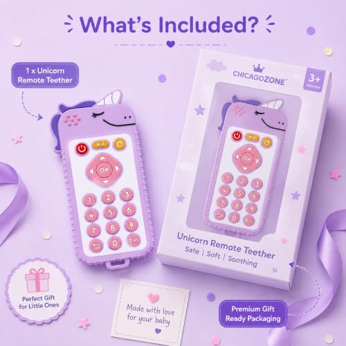 Image of CHICAGOZONE Premium Baby Silicone Teether Ring Toy - BPA Free Soft Teething Toy for Infants, Multi-Texture Sensory Chew Toy, Easy Grip Teether for Babies 3-12 Months, Cute Animal Design (Multicolor) (PURPLE KITTY)