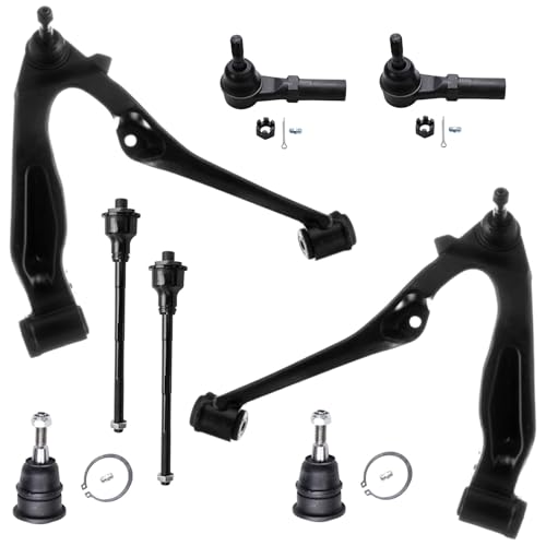 Image of Detroit Axle - 8pc Front End Kit for 2001-2010 Chevy Silverado 2500HD 3500HD GMC Sierra 2500 HD 1500HD, Yukon XL 2500 H2, 2 Lower Control Arms w /Ball Joints 4 Inner Outer Tie Rods 2 Upper Ball Joints
