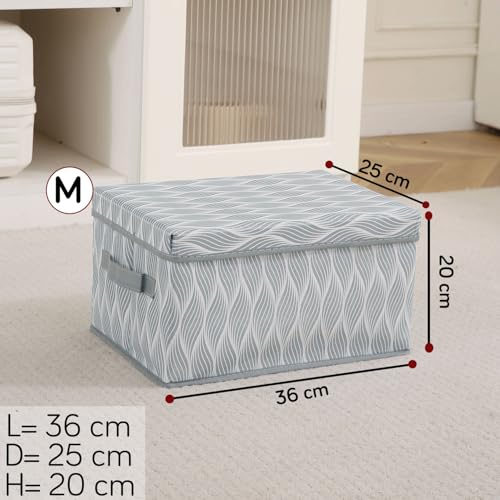 Image of HOKIPO Cloth Organiser for Storage - Under Bed & Wardrobe Organizer Storage Box with Lid | Non-Woven, Moisture-Resistant, Foldable | Pack of 2 Medium (AR-5813 * 2)