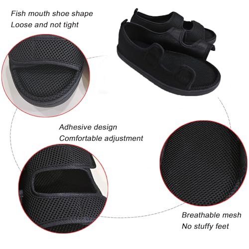 Extra Wide Diabetic Sandals, Widening Shoes Swollen Instep for Diabetes Edema Indoor and Outdoor(Black1,L)3
