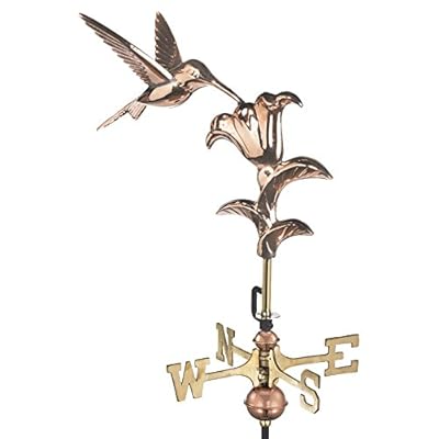 Good Directions 8807PG Hummingbird Garden Weathervane, Polished Copper with Garden Pole