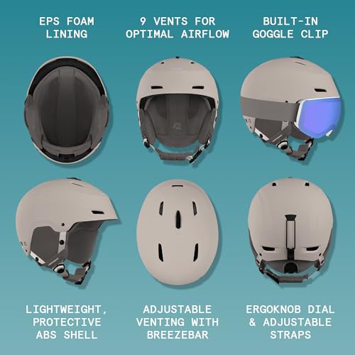 Image of Retrospec Zephyr Ski Helmet - Snowboard Helmet for Adults & Youth with Adjustable Fit, 9 Breathable Vents, Removable Washable Earmuffs - Snow Sports Helmet for Men & Women