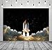 Loccor 7x5ft Fabric Rocket Launch Backdrop Spaceship Takes Off Into Space with Stars Background Kids Outer Space Birthday Party Decor Galaxy Astronomy Activities Themed Banner Photo Booth Props