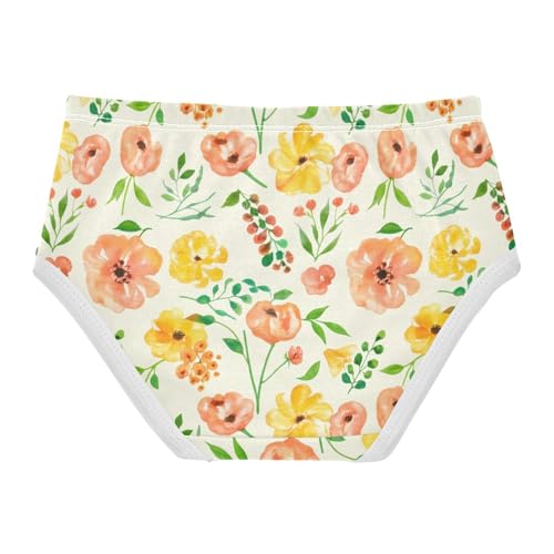 Watercolor Flowers Peach Yellow Beige Toddler Underwear Custom 2t Cotton Panties Little Girl Florals Underpants Briefs2