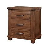 Knocbel Farmhouse 3-Drawer Nightstand, Reclaimed Pine Wood Bedside Table Night Stand Sofa Side End Table with Antique Metal Handles, Fully Assembled, 24' W x 17' D x 25.6' H (Natural)