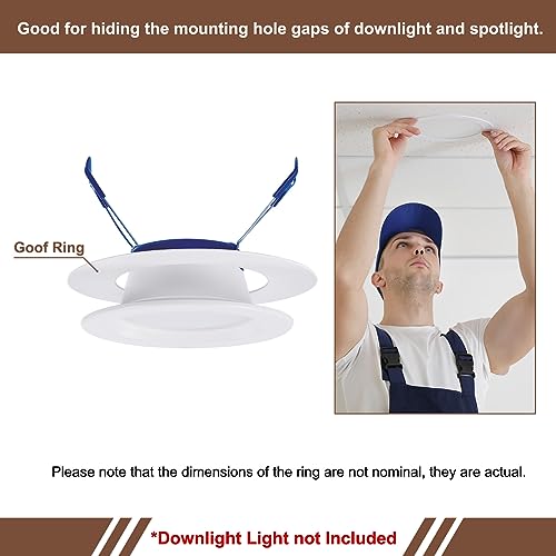 Image of Goof Trim Ring for 6 Inch Recessed Can Lights, 4 Pack Downlight Trim Ring Cover 6.3-Inch Inner Diameter, 8.6-Inch Outer Diameter, Matte White, Steel Construction