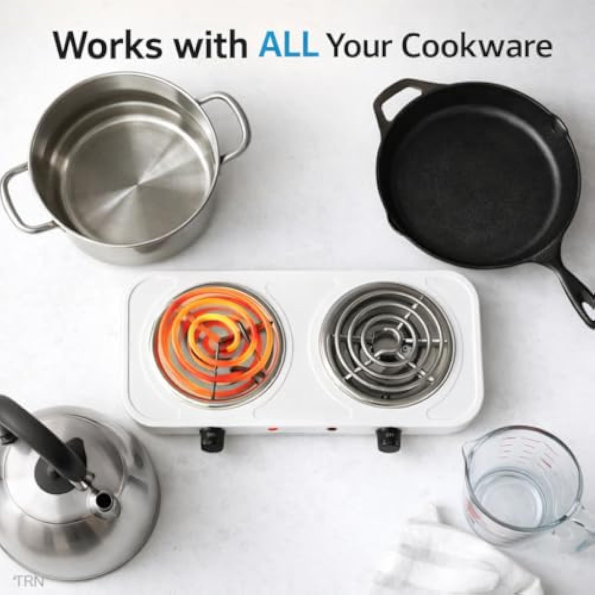 Electric Double Burner Coil Cooktop 2000W Portable