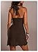 SHENHE Women's Sexy Halter Deep V Neck Backless Mini Dress Layered Bodycon Y2k Party Dress Brown Medium