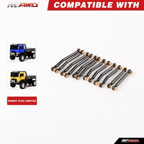 Image of RCAWD Arktos Full RC Linkage Installed Set 12pcs Toe Links for Hobby Plus HB 1 /18 CR-18P 6X6 Front Center Rear Tie Rod Upgrade Parts Black