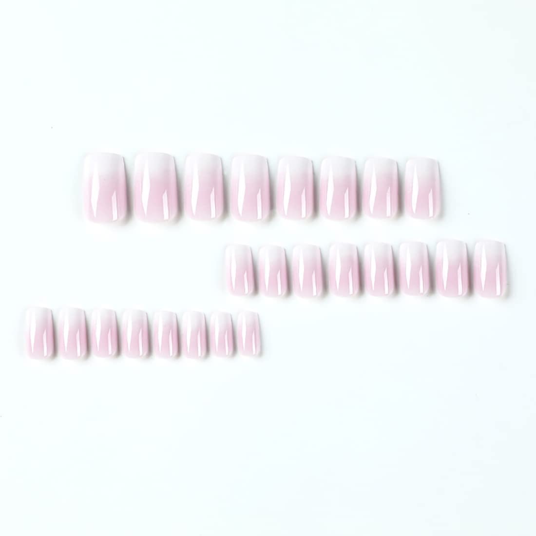 Cubahop 24pcs French Medium Square Fake Nails Nude Pink Color Matching Glossy False Nails Press on Nails for Women and Girls (Pink 5)… - Image 2