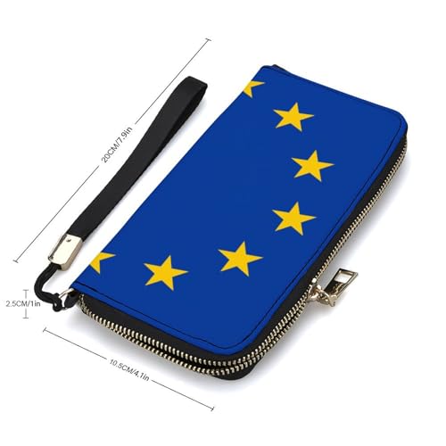 European Union Flag PU Leather Clutch Long Bifold Wallet, Coin Purse Credit Pass Case, Durable Card-Holder Money Storage for Women Men2