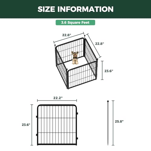 Image of FXW Rollick Unleashed Dog Playpen for Indoor, Yard, RV Camping, 24 inch 4 Panels for Small and Puppy Dogs, Black│Patented