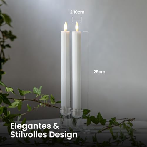 Star 2er Set LED Stabkerzen mit Timer - Echtwachs Kerzen - Warmweiß – Ansicht 8