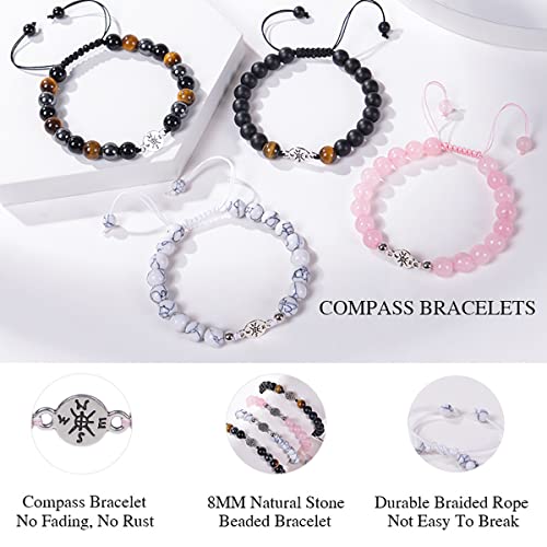 Mowjig Graduation Gifts For Her Him, Natural Crystal Stone Bracelets With Compass, Class Of 2023 Best Graduation Gifts For Girls High School, College (Pink) #TOP2