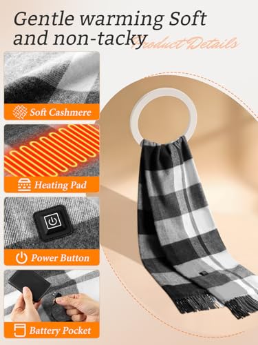 eventek Beheizbarer Schal, Winter Warmer Beheizter Schal Damen/Männer, Einstellbare Temperatur mit 3 Stufen und mit 5500mAh Akku, für Weihnachten, Outdoor