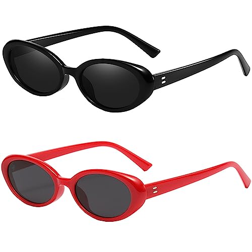 Image of Retro Oval Sunglasses for Women Men 90s Style Vintage Small Sun Glasses UV400 Protection Shades