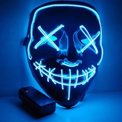 Mascara Led Neon Cosplay Festa Fantasia Terror Masculino Feminino Infantil Adulto Halloween Carnaval