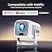 Imagen de [Compatible con Netflix & Android 13] Proyector Inteligente Nativo 1080P con Soporte 4K