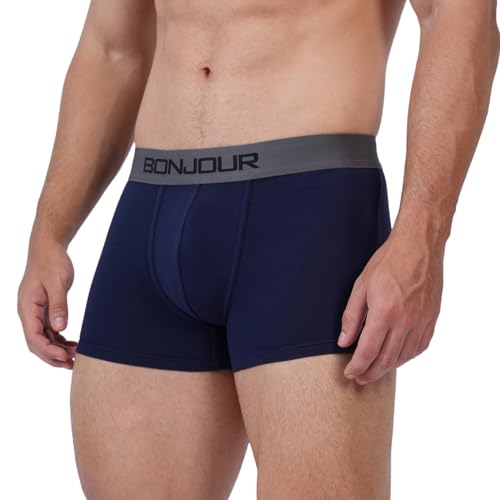 Image of Bonjour Men's Cotton Comfort Trunk - Soft Breathable Everyday Underwear (Pack of 1)