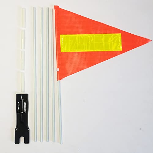 Bike Safety Flag With Pole 2 Sets, 6-Foot Adjustable Height Sturdy Fiberglass Tear-Resistant Waterproof Orange Safety Flag (Red Yellow And White) #TOP5