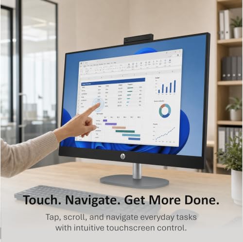 Image of HP 27-inch All-in-One Computer, AMD Ryzen 7 7730U, 16GB RAM, 1TB PCIe SSD, FHD IPS Touchscreen, Wi-Fi 6, USB-C, HDMI 2.0, Ethernet, Windows 11 Pro, for Business, Home Office & Everyday Productivity
