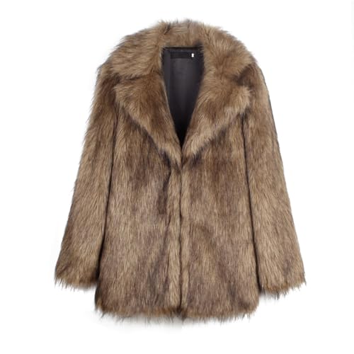 OCCOKO Abrigo de sintética con Estampado de Leopardo para Mujer, cárdigan con Capucha Ropa de Abrigo (2-Brown, S)