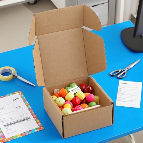 PUCSIQ 50 Stück Klein Versandkartons 10x10x5cm -Mini Großbriefkartons für Postversand, Stabile Wellpappkartons für Pakete, Umzug und Lagerung - Doppelt verstärkte Kleinkartons