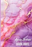 Agenda Scolaire 2026 2027: Planificateur Journalier 1 Page par Jour pour Filles: Primaire,Collège, Lycée , Couverture Marbre Rose et Violet.