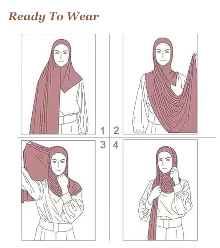 Instant Jersey Hijab Scarf for Women, Pre-sewn Non-See Through Cotton Hijabs Muslim Head Scarfs2