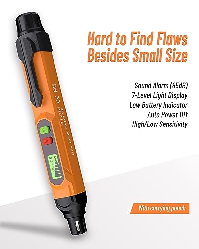 Gas Leak Detector; VITITE Propane and Natural Gas Detector; Mini Portable Gas Alarm to Locate Combustible Gas Leak Sources for Home and RV (Includes 2 Batteries & Carrying Pouch) - Orange