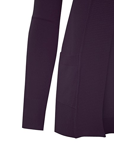 Image of Cielo Women's Solid Basic Open Front Pockets Knit Sweater Cardigan