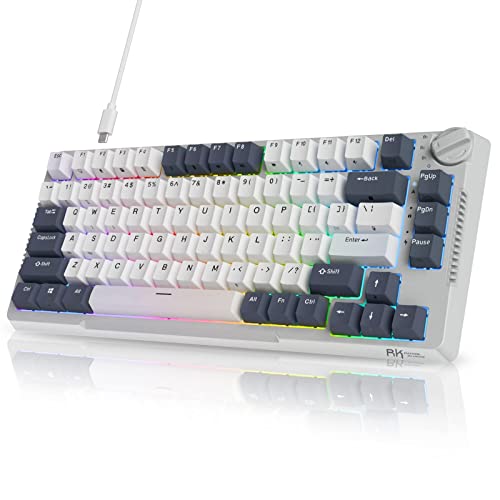 Rk Royal Kludge H81 Hot Swappable Mechanical Keyboard, Triple Mode 2.4Ghz/Bt5.1/Usb-C Knob Control Wireless Gaming Keyboard Gasket Mounted With Rgb Backlit Skycyan Switch, 75% Layout 81 Keys #TOP11