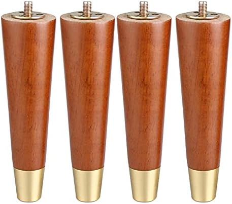 Fashion and Simplicity Straight Cone Solid Wood Furniture Replacement Feet with Copper Sleeve,for Sofa,Couch,Ottoman,with Threaded M10 Bolt,Anti Slip Mats,Set of 4/2 DIY Replacement Sofa Feet (Size :