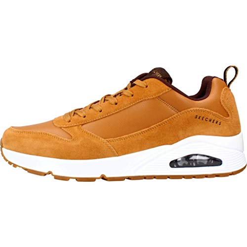 Skechers Homme Uno Stacre Basket, Bordure en Similicuir Whiskey, 45 EU