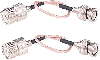 RFaha 2pcs BNC Male to UHF Female SO259 Adapter Extension Cable RG316 6" RF Coax Coaxial(F71-2)