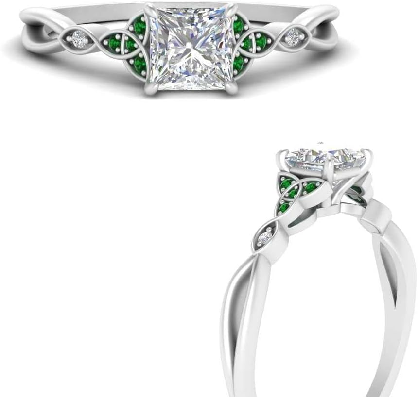 Choose Your Gemstone Vintage Irish Diamond CZ Ring 925 Sterling Silver Princess Shape Vintage Engagement Ring Minimal Modern Design Birthday Gift Wedding Gift US Size 4 to 12