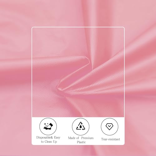 Image of tujol Pink 6 Pack Plastic Table Cloth 84 inch, Disposable Round Tablecloth Table Cover, Plastic Tablecloths for Parties